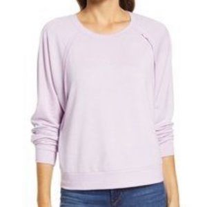 Gibsonlook Women's Color cloud  Long Sleeve Raw Edge Crewneck Sweatshirt size M